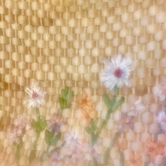 Bag with embroidered colorful flowers and braided brown straps - Picture 1 of 5